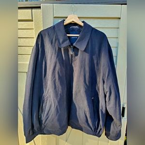 Men 2XL London Fog Black Microfiber FullZip Golf Bomber Short Jacket V. Good